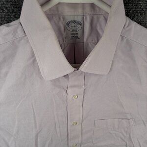 Brooks Brothers Non Iron Long Sleeve Button Up Shirt Men Purple 16 34/35 Regent
